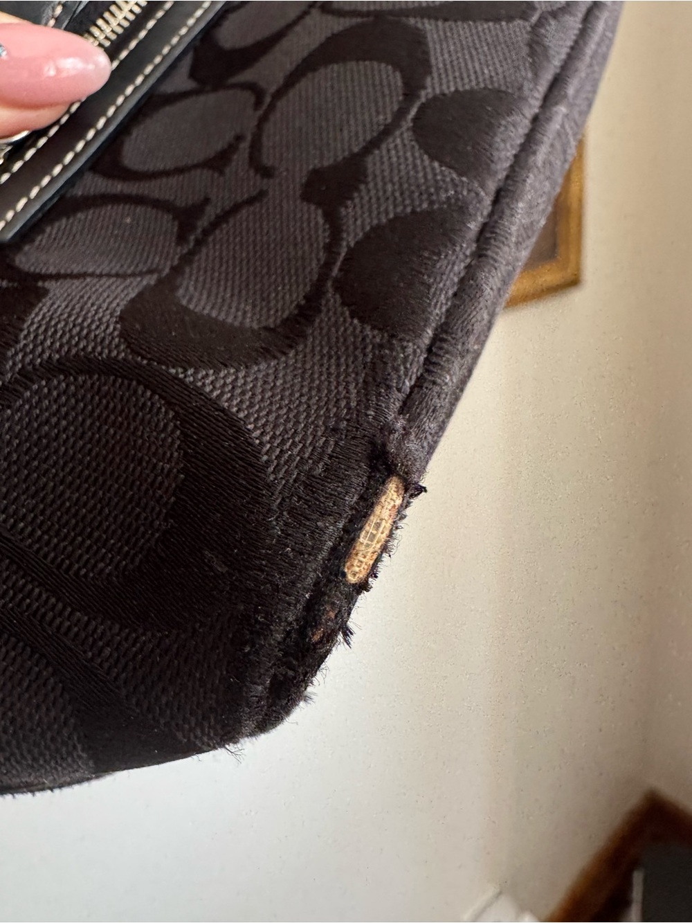 Vintage Coach Soft Signature Demi Black Jacquard Shoulder Bag #6044 Y2K - Picture 9 of 11